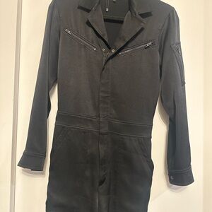 NEW Rag & Bone zip up utility silky Black Long-Sleeve Jumpsuit 00